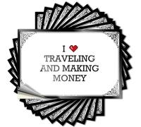 Calcomanías de vinilo para decoración exterior para porche | I Love Traveling & Making Money Mini para uso de jefes (8 x 12 cm)