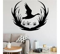 Calcomanías de vinilo para la pared, decoración de la tienda Hunting Club, pegatinas para patos, mural de cazador de aves acuáticas, adorno de ventana extraíble 57x70cm
