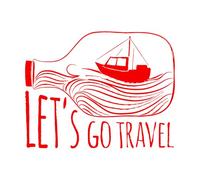 Calcomanías de vinilo para murales y paredes Cita de barco de batalla del océano: ¡Vamos a viajar a casa! 34x43.5cm Cultura del tatuaje Rojo