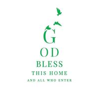 Calcomanías de vinilo para murales y paredes Dios bendiga esta casa Cita Frase casera 54x90.2cm Pintura mural artística Verde