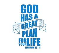 Calcomanías de vinilo para murales y paredes Dios tiene un gran plan 40x52.6cm Pegatinas para vidrio Azul