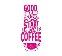 Calcomanías de vinilo para murales y paredes Las buenas ideas comienzan con un gran diseño de cita motivacional de café. 30x69.8cm Se puede modificar y añadir información Rosa roja