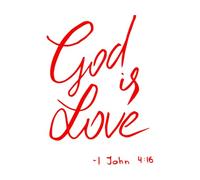 Calcomanías de vinilo para murales y paredes Letras con frase "Dios es amor" 51x71.7cm Cultura del tatuaje Rojo