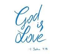 Calcomanías de vinilo para murales y paredes Letras con frase "Dios es amor" 51x71.7cm Varios tamaños Azul