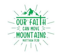 Calcomanías de vinilo para murales y paredes Nuestra fe puede mover montañas Dios Jesús diseño tipográfico 67.2x67.2cm Incluye kit de película de transferencia Verde