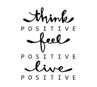 Calcomanías de vinilo para murales y paredes Pensar, sentir, vivir, positivo, citar palabras, letras 34x45.8cm Incluye kit de película de transferencia Negro
