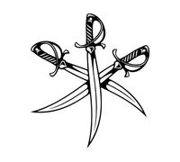 Calcomanías de vinilo para murales y paredes Piratas, bandidos del mar, espadas cruzadas, estilo náutico 34x38.5cm Vinilo para ventanas Negro