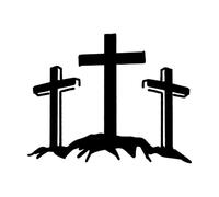 Calcomanías de vinilo para murales y paredes Silueta del Calvario Las Cruces de la Fe al Atardecer 68x85.8cm Cultura del tatuaje Negro