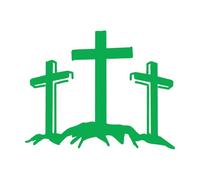 Calcomanías de vinilo para murales y paredes Silueta del Calvario Las Cruces de la Fe al Atardecer 68x85.8cm Personalización personalizada Verde