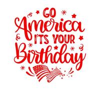 Calcomanías de vinilo para murales y paredes ¡Vamos América! Es tu cumpleaños, 4 de julio, América. 42x43.7cm Embellecimiento de paredes Rojo