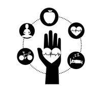 Calcomanías de vinilo para pared con diseño de estilo de vida saludable, para el hospital, manzana, sueño, deporte, latidos del corazón, decoración para sala de estar, cocina, pequeñas, 37x42 cm