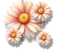 Calcomanías de vinilo para pared con diseño de margaritas de melocotón, x9 calcomanías florales para cubrir marcas, calcomanías de flores multiuso ideales para reparación de daños, gráficos de pared