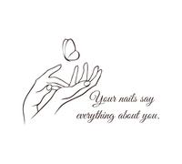 Calcomanías de vinilo para uñas de manicura, decoración de escaparates de tiendas de uñas, calcomanías de pared con frase para salón de manicura y manicura con mariposa-L-66x42cm-Coffee