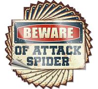 Calcomanías decorativas de casa del lago, funda impermeable con texto en inglés "Beware of Attack Spider" para Hydro Flask | Calcomanías de vinilo del sur para regalo de vacaciones de billar (8 x 12