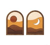 Calcomanías decorativas de madera para pared, 2 piezas de estilo bohemio para decoración del hogar, sala de estar, dormitorio, baño, oficina, fácil de instalar, diseño artístico único (MZ915)