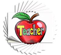 Calcomanías decorativas para aliento de habitación - Una manzana roja con la palabra profesor escrita en ella. Calcomanía extraíble para ventana fácil de despegar para el interior (8 x 12 cm)
