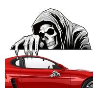 Calcomanías decorativas para espejo de coche, calavera aterradora, accesorios exteriores extraíbles a prueba de decoloración para portátiles, cascos y refrigeradores