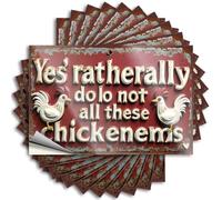 Calcomanías decorativas para habitación fácil de aplicar, letrero rústico: "yes, Ratherally Do Lo Not All These Chickenems" (8 x 12 cm)