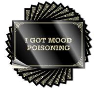 Calcomanías decorativas para rincón de lectura, letrero de bar para decoración del hogar, divertido para adultos, vinilo impermeable con texto en inglés "I Got Mood Poisoning" para superficie de taza