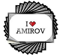Calcomanías divertidas con cita para laptop, calcomanías altas sin residuos para equipaje, recuerdo de fiesta de hombre, personalizable, I Love Amirov (8 x 12 cm)