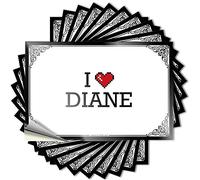 Calcomanías divertidas de advertencia para coche con texto en inglés "I Love Diane" (8 x 12 cm)