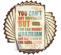 Calcomanías divertidas de broma para adultos con la que no puedes comprar la felicidad pero puedes casarte brasileño, 10 unidades, calcomanías divertidas y traviesas para adultos (6 x 9 cm)