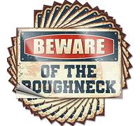 Calcomanías divertidas de vinilo para decoración de cueva de hombre, revestimiento impermeable: Beware of The Roughneck, letreros vintage de café y bebida para el hogar bar (8 x 12 cm, 10 unidades)