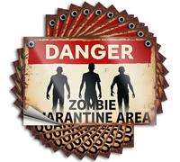 Calcomanías divertidas de Zombie Quarantine Area: A Danger Sign Stickers 10pcs Funny Street Signs Toolbox Pegatinas y calcomanías (8 x 12 cm)