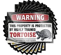 Calcomanías divertidas para advertencia de coche, con texto en inglés "This Property is Protected by A Highly Trained Tortoise", 10 unidades (8 x 12 cm)