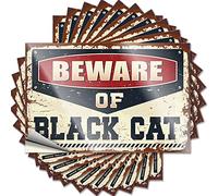 Calcomanías divertidas para autos, cuidado con el gato negro, 10 piezas divertidas para decoración del hogar (12 x 18 cm)