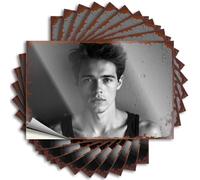 Calcomanías divertidas para autos, retrato vintage de un hombre joven con fondo texturizado, 10 calcomanías para ventana para parachoques de coche (6 x 9 cm)