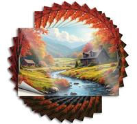 Calcomanías divertidas para autos, Serenidad otoñal: una acogedora cabaña en el valle, 10 unidades, decoración de cueva de hombre y accesorios, calcomanías para coche familiar (6 x 9 cm)