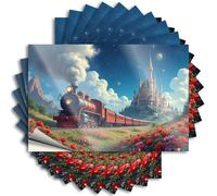 Calcomanías divertidas para autos, viaje en tren de vapor, viaje a través de un paisaje lleno de flores, 10 unidades, decoración de cueva de hombre y accesorios, calcomanías para automóvil familiar (8