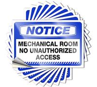 Calcomanías divertidas para aviso de habitación mecánica, sin acceso no autorizado, 10 unidades, calcomanías para parachoques de coches (8 x 12 cm)