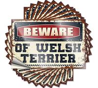 Calcomanías divertidas para caja de herramientas, con texto en inglés "Beware of Welsh Terrier", 10 unidades de calcomanías divertidas para el coche (8 x 12 cm)