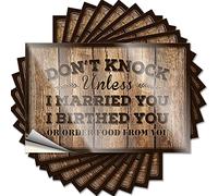 Calcomanías divertidas para caja de herramientas, con texto en inglés "Don't Knock Unless I Married You", 10 unidades, letreros de garaje para hombres, divertidas calcomanías de broma para adultos (6