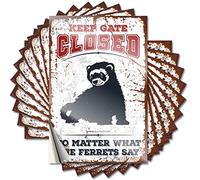 Calcomanías divertidas para caja de herramientas, con texto en inglés «Keep Gate Close» No importa lo que digan los hurones, 10 unidades, calcomanías de advertencia para decoración de hombres (12 x 18