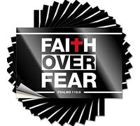 Calcomanías divertidas para caja de herramientas, con versículo bíblico con texto en inglés "Faith over Fear" (8 x 12 cm)
