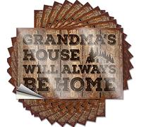 Calcomanías divertidas para caja de herramientas, diseño de casa de abuelas con texto en inglés "Grandmas 'S House Will Always Be Home" (10 unidades, 6 x 9 cm)