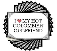 Calcomanías divertidas para coche, con texto en inglés "I Love My Hot Colombian Girlfriend", calcomanías para automóviles (6 x 9 cm)