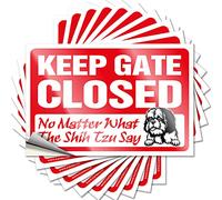 Calcomanías divertidas para coche con texto en inglés "Keep Gate Closed No Matter What The Shih Tzu Say Funny Sticker 10 Pcs Car Stickers for Men Broank Stickers" (12 x 18 cm)
