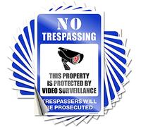 Calcomanías divertidas para coche con texto en inglés "No Trespassing - This Property is Protected by Video Surveillance", 10 unidades (12 x 18 cm)