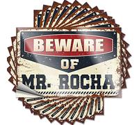 Calcomanías divertidas para coche, cuidado con el Sr. Rocha, 10 unidades, decoración para cueva de hombre (8 x 12 cm)