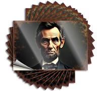 Calcomanías divertidas para coche de Abraham Lincoln: Un retrato de liderazgo e historia, 10 calcomanías de broma para parachoques (6 x 9 cm)