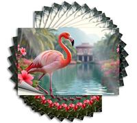 Calcomanías divertidas para coche, diseño de flamenco en el paraíso tropical, 10 unidades, para decoración del hogar, calcomanías divertidas (6 x 9 cm)