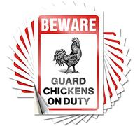 Calcomanías divertidas para coches Beware! Guard Chickens On Duty, 10 unidades, pegatinas para casco duro y calcomanías para caja de herramientas (8 x 12 cm)