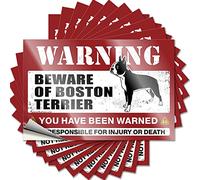 Calcomanías divertidas para coches Beware of Boston Terrier, 10 unidades, calcomanías para casco duro y calcomanías para caja de herramientas (12 x 18 cm)