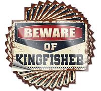 Calcomanías divertidas para coches Beware of Kingfisher, 10 unidades, calcomanías para casco duro y calcomanías para caja de herramientas (6 x 9 cm)
