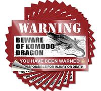 Calcomanías divertidas para coches Beware of Komodo Dragon, 10 unidades, letrero de cueva de hombre pequeño (6 x 9 cm)