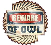 Calcomanías divertidas para coches Beware of Owl, 10 unidades, calcomanías para parachoques de coche (12 x 18 cm)